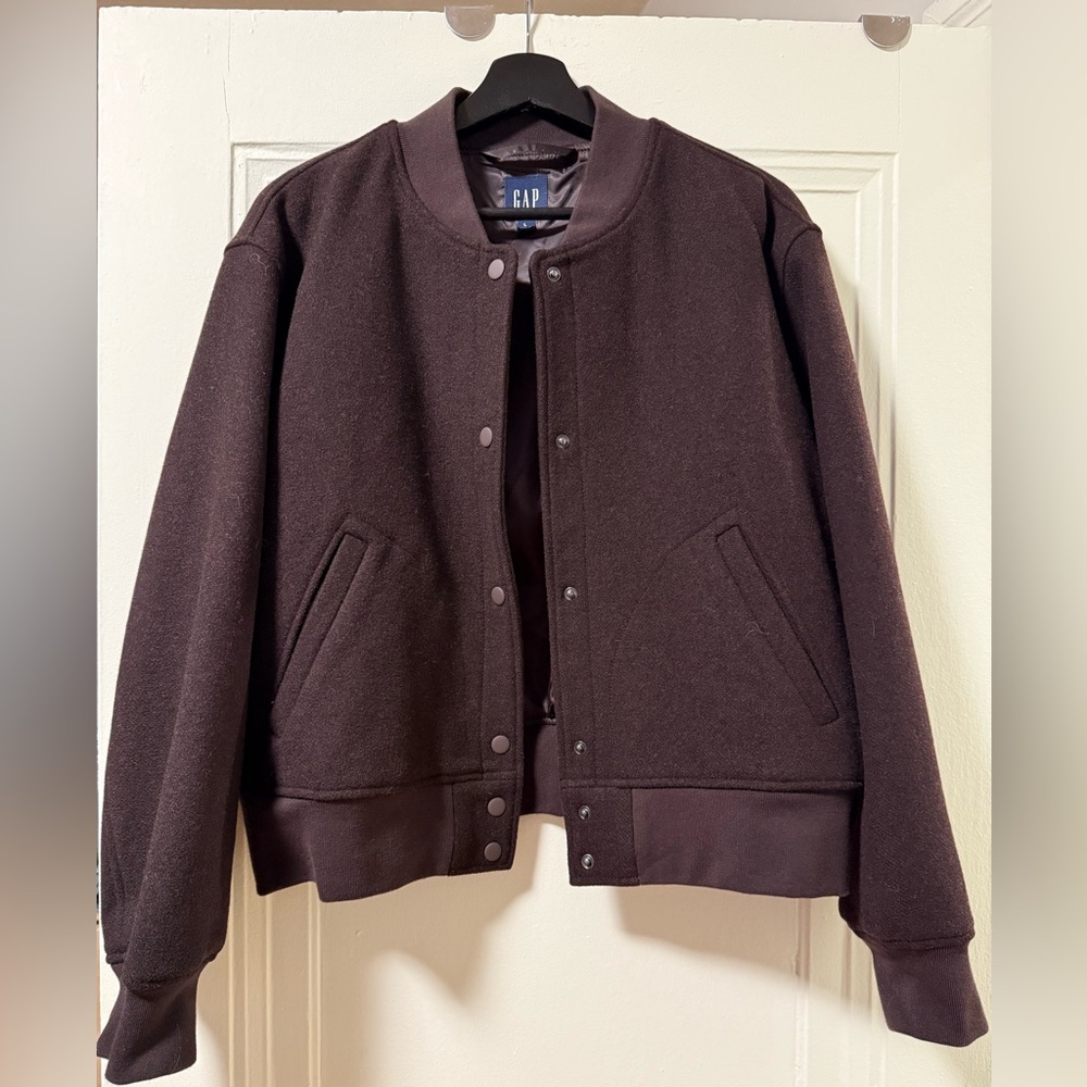 Gap Wool Bomber Jacket in Terra Brown size Large